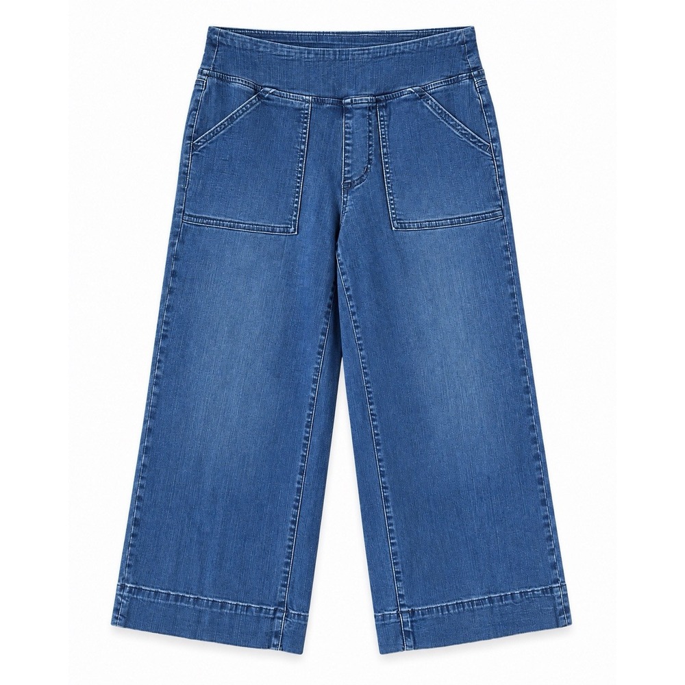 Belle Kim Graver Womens Wide Leg Denim Culottes Blue Pull On Pants Size 10P